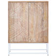 HIGHBOARD Mangoholz vollmassiv Naturfarben, Weiß Einlegeböden  - Weiß/Naturfarben, Design, Holz/Metall (100/135/40cm) - Ambia Home