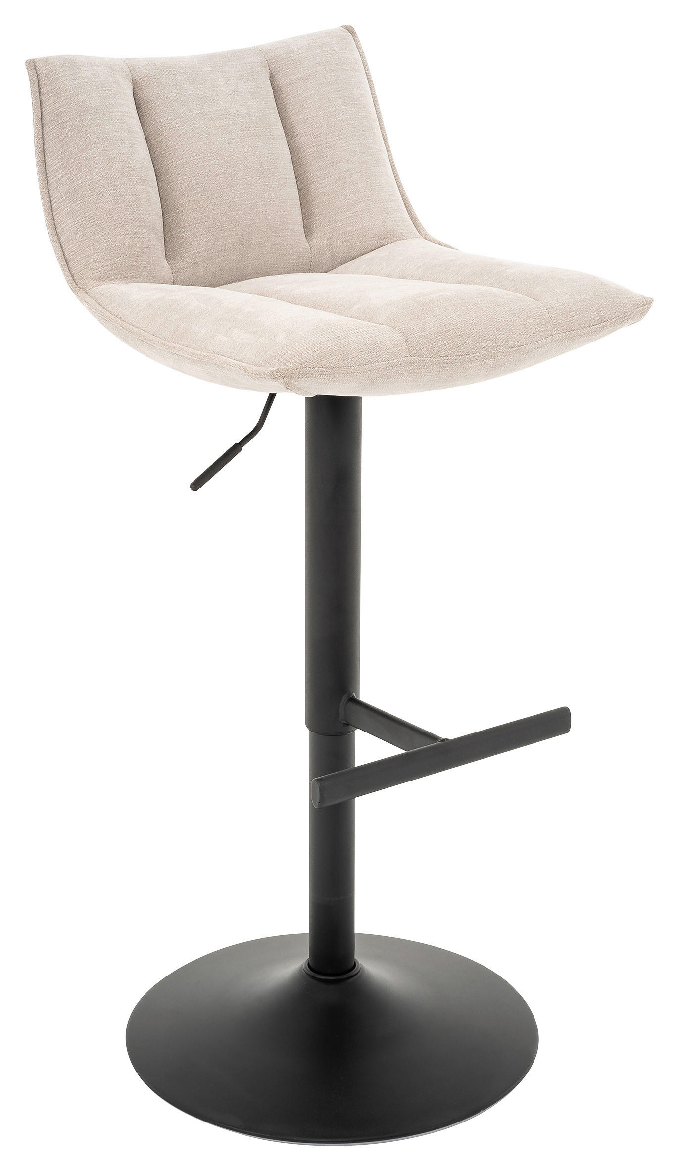 BARHOCKER Webstoff Beige Eisen Sitzfläche 360° drehbar  - Beige/Schwarz, MODERN, Textil/Metall (46/87-108/52cm) - MID.YOU