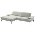 ECKSOFA  in Chenille, Flachgewebe Weiß  180/284 cm  - Schwarz/Weiß, Design, Textil/Metall (180/284cm) - Dieter Knoll