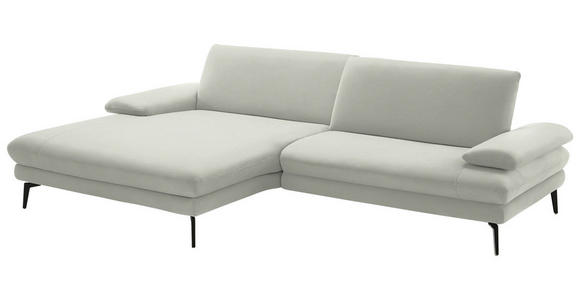ECKSOFA  in Chenille, Flachgewebe Weiß  180/284 cm  - Schwarz/Weiß, Design, Textil/Metall (180/284cm) - Dieter Knoll
