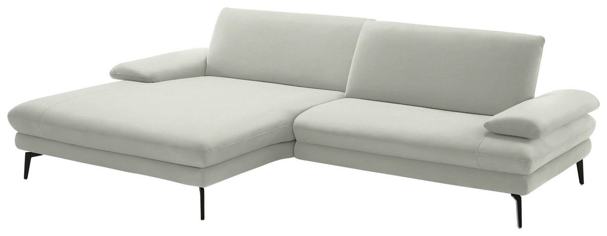 ECKSOFA Chenille, Flachgewebe Weiss  - Weiss/Schwarz, Design, Textil/Metall (180/284cm) - Dieter Knoll
