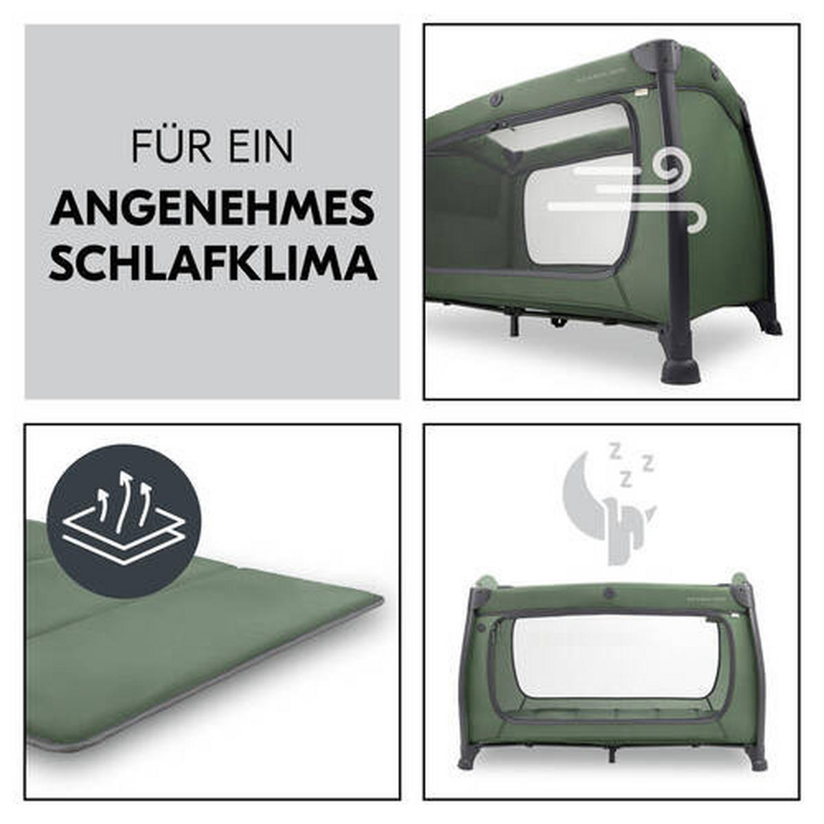 REISEBETT Play N Relax Center Dunkelgrün  - Dunkelgrün, Basics, Kunststoff/Textil (79/78/129cm) - Hauck