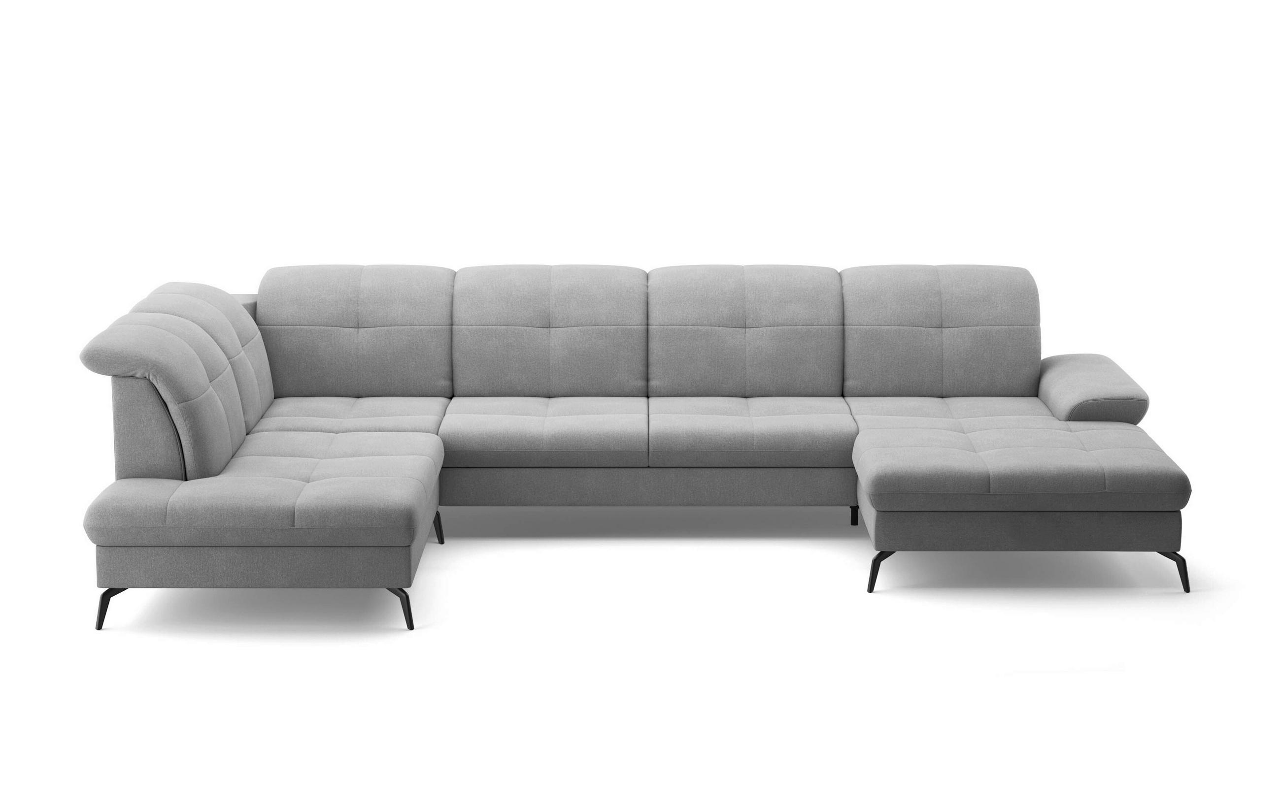 WOHNLANDSCHAFT in Flachgewebe Grau  - Schwarz/Grau, Konventionell, Textil/Metall (231/357/185cm) - Sit & More