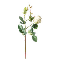 Trandafir - alb/verde, Basics, plastic (80cm)