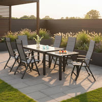 GARTENSET 7-teilig  - Graphitfarben/Grau, MODERN, Glas/Textil - Gardenson