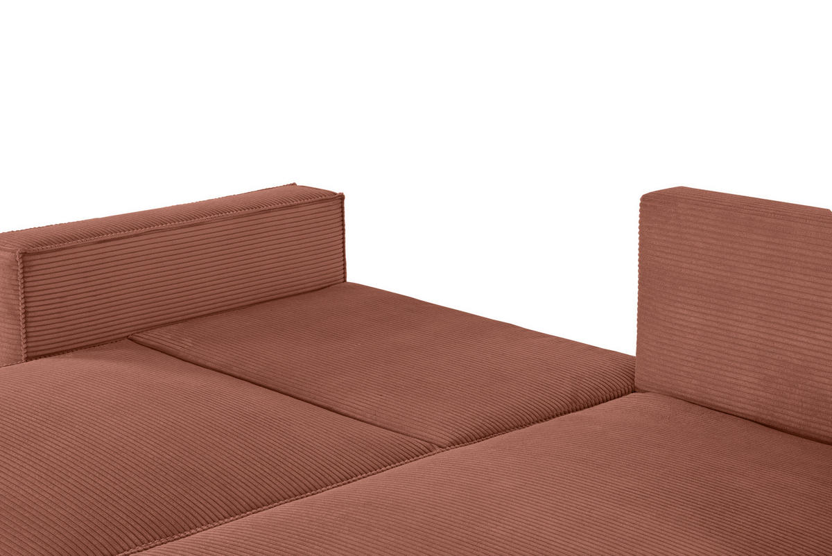ECKSOFA in Feincord Rostfarben  - Rostfarben/Schwarz, KONVENTIONELL, Kunststoff/Textil (242/151cm) - Carryhome