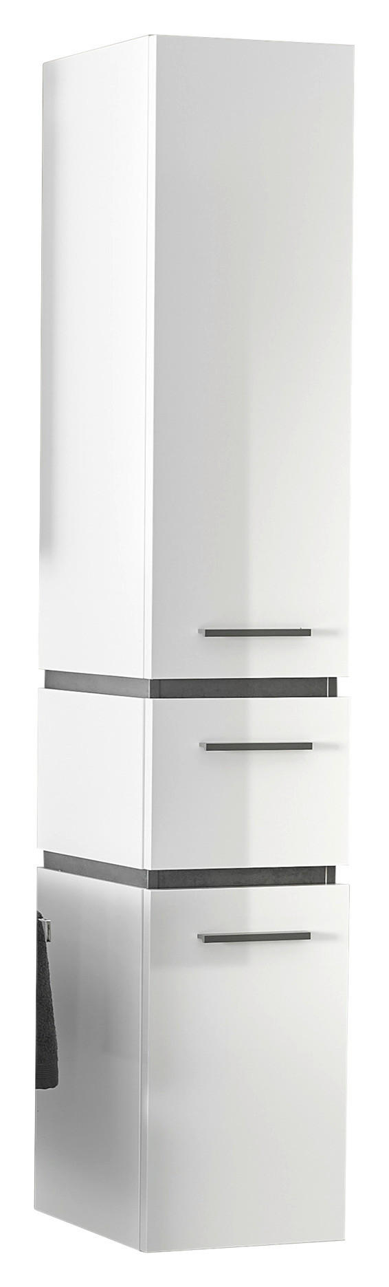 HOCHSCHRANK 32/168,5/33 cm  - Weiß Hochglanz/Grau, Design, Glas/Holzwerkstoff (32/168,5/33cm) - Musterring