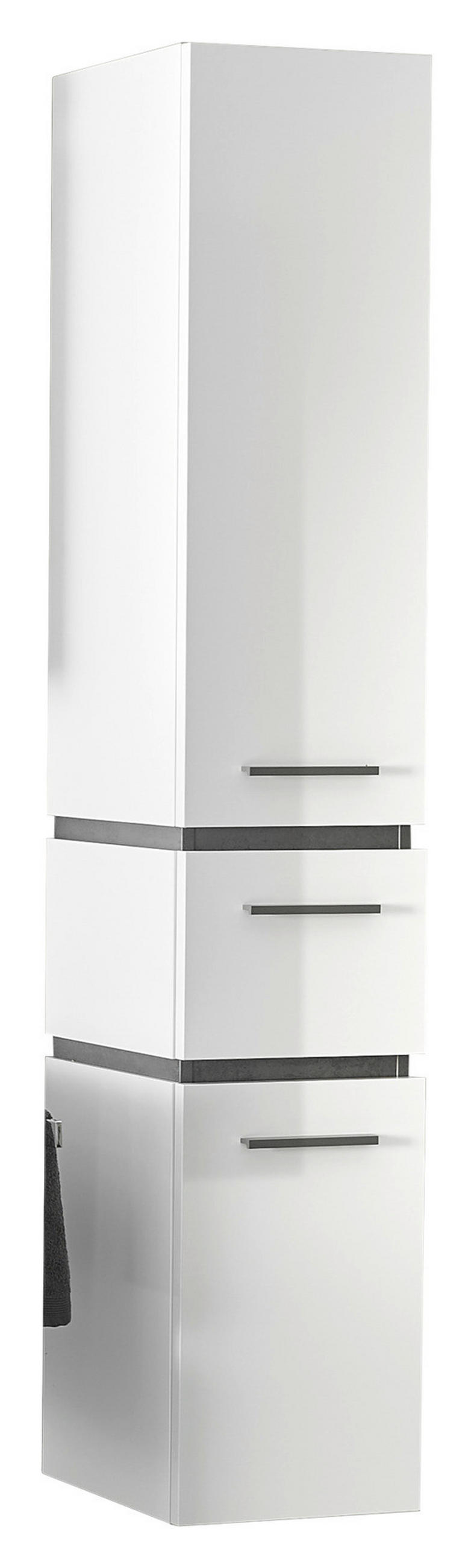 HOCHSCHRANK 32/168,5/33 cm  - Weiß Hochglanz/Grau, Design, Glas/Holzwerkstoff (32/168,5/33cm) - Musterring