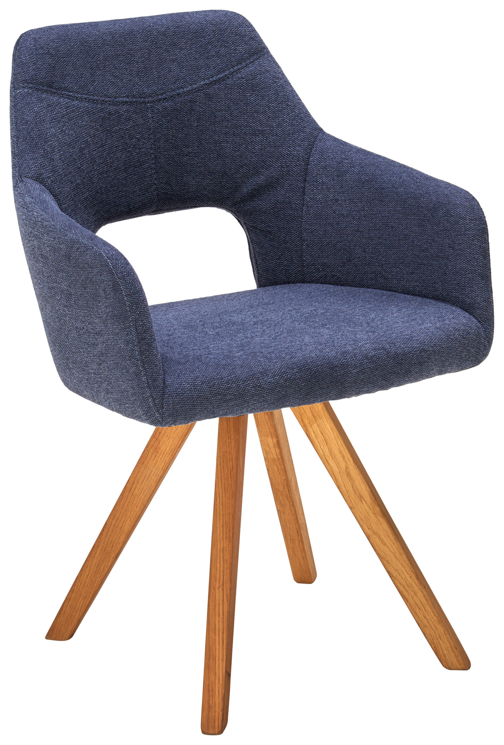 ŽIDLE S PODRUČKAMI, tkaná látka, modrá, barvy dubu - modrá/barvy dubu, Design, dřevo/textil (57/84/57cm) - Voleo