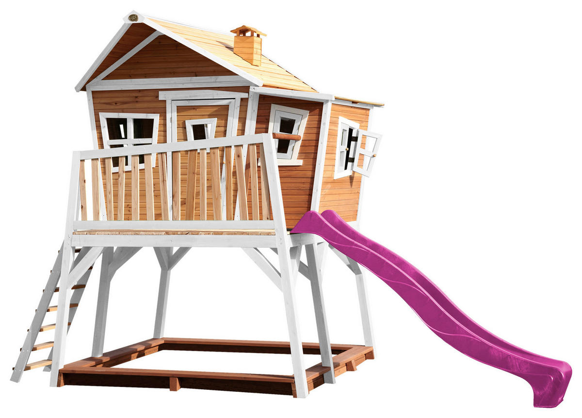 SPIELTURM 432/288/193 cm  - Lila/Braun, KONVENTIONELL, Holz (432/288/193cm) - Ambia Garden