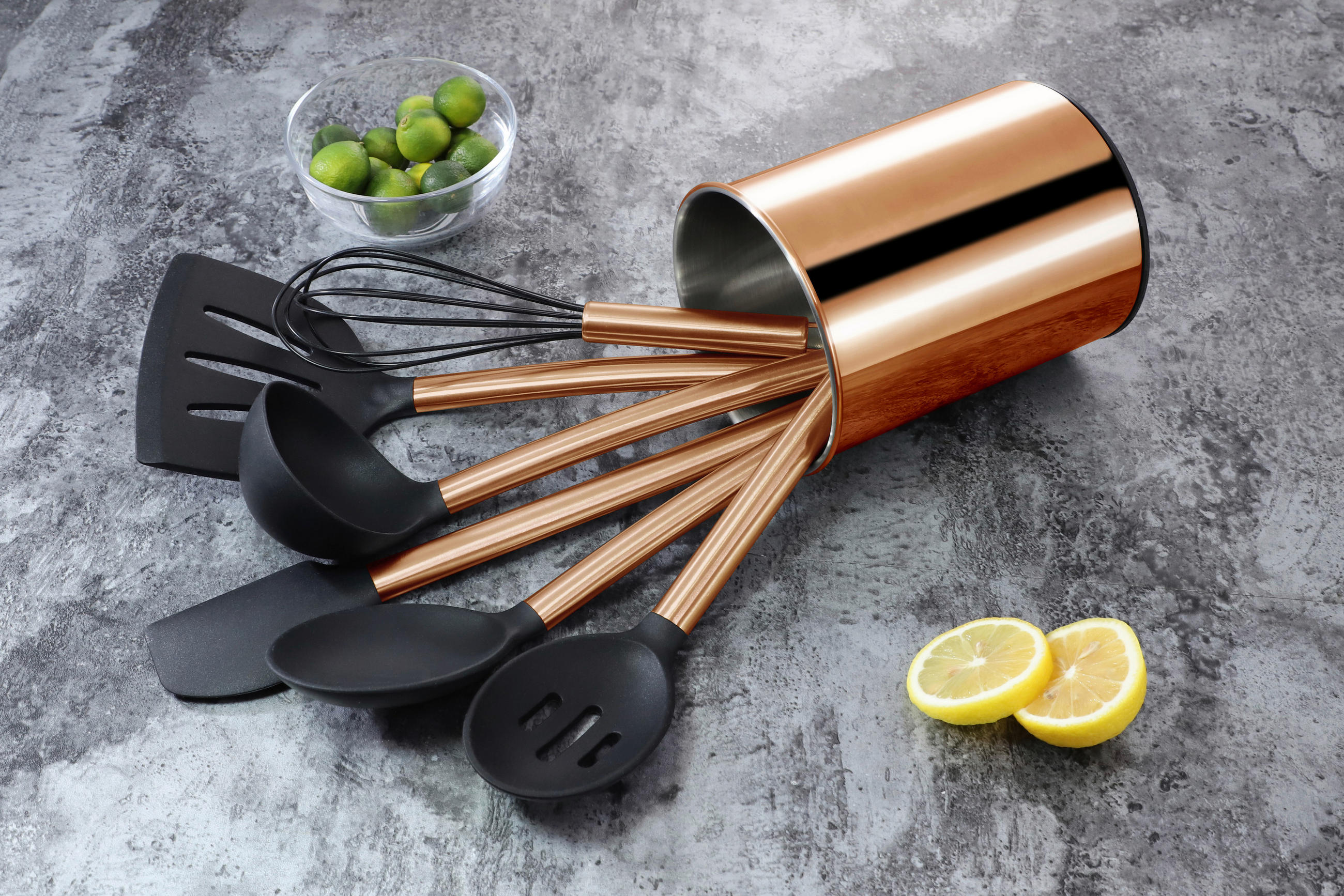KÜCHENHELFERSET  - Schwarz/Kupferfarben, Basics, Kunststoff/Metall (13cm) - Echtwerk