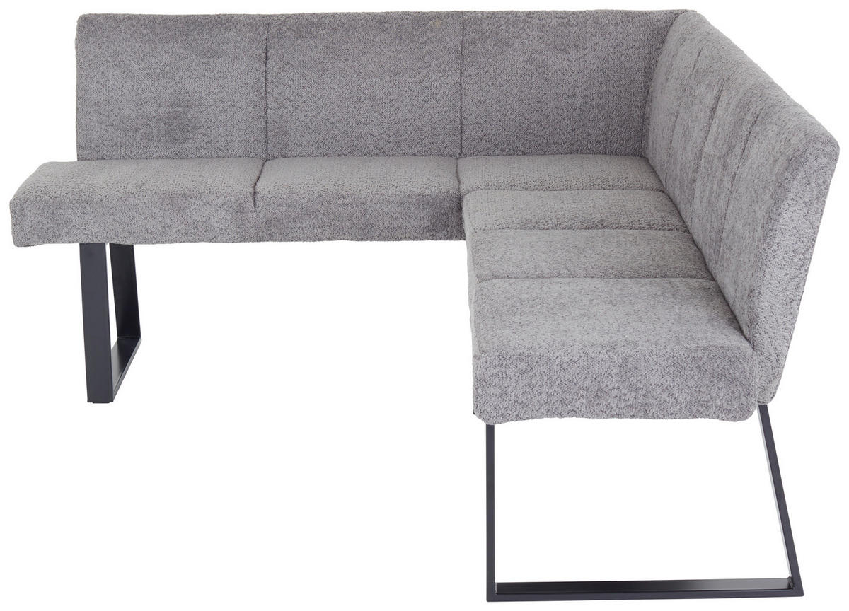 ECKBANK 150/190 cm Leinenoptik Grau   - Schwarz/Grau, MODERN, Textil/Metall (150/190cm) - MID.YOU