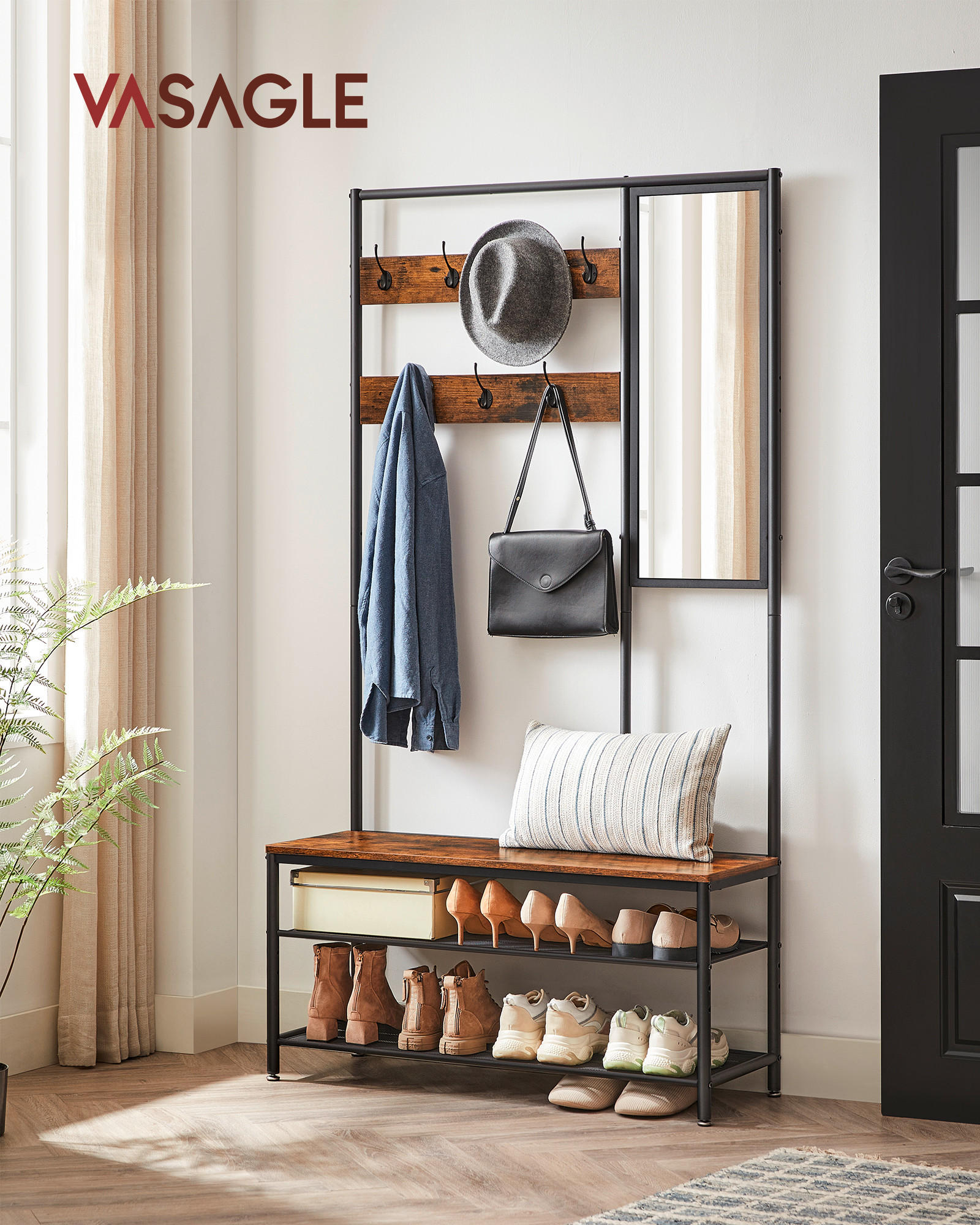 GARDEROBE  in 98/180/35 cm  - Schwarz/Braun, Trend, Holzwerkstoff (98/180/35cm) - MID.YOU