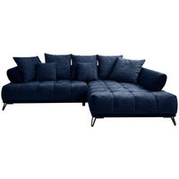 ECKSOFA Dunkelblau Chenille Zierkissen, Rückenkissen, Rücken echt  - Schwarz/Dunkelblau, MODERN, Textil/Metall (262/184cm) - MID.YOU