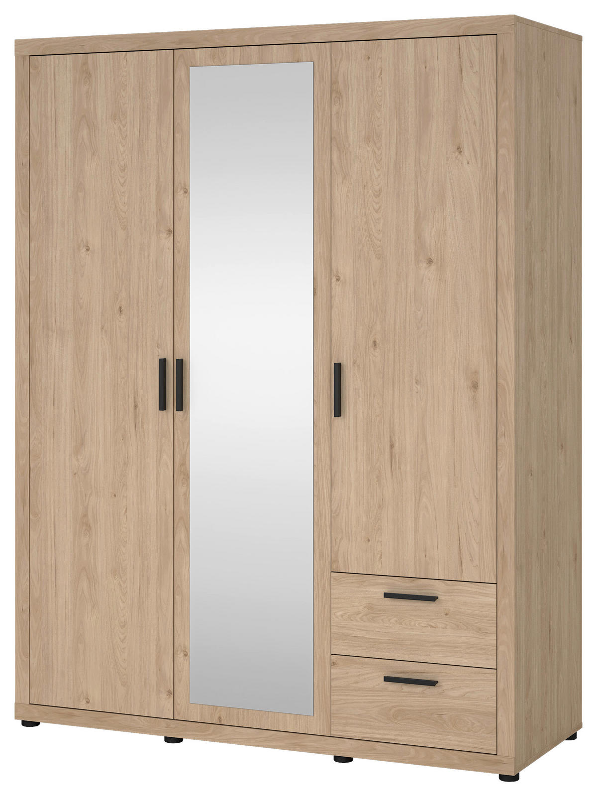 DULAP CU UȘI ROTATIVE culoare lemn stejar  - culoare lemn stejar/negru, Modern, metal/material pe bază de lemn (153,6/200,9/59,8cm) - MID.YOU