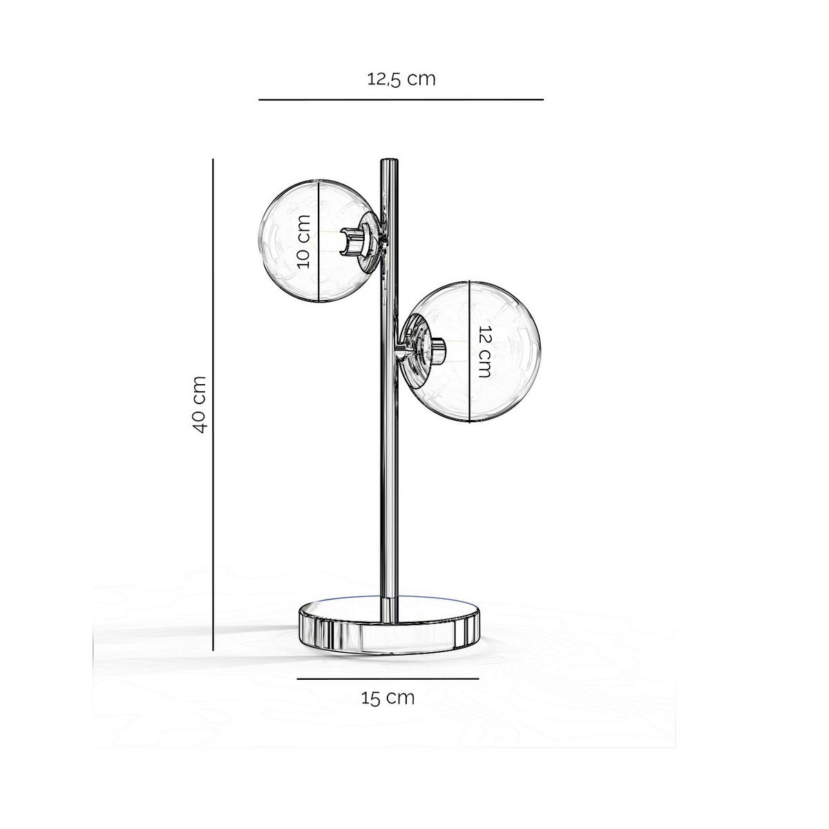 TISCHLEUCHTE 13/40 cm   - Chromfarben/Schwarz, Design, Glas/Kunststoff (13/40cm)
