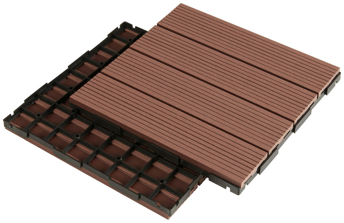 TERRASSENFLIESE Braun 11 Stück  - Braun, Basics, Kunststoff (30/30/2cm) - Ambia Garden