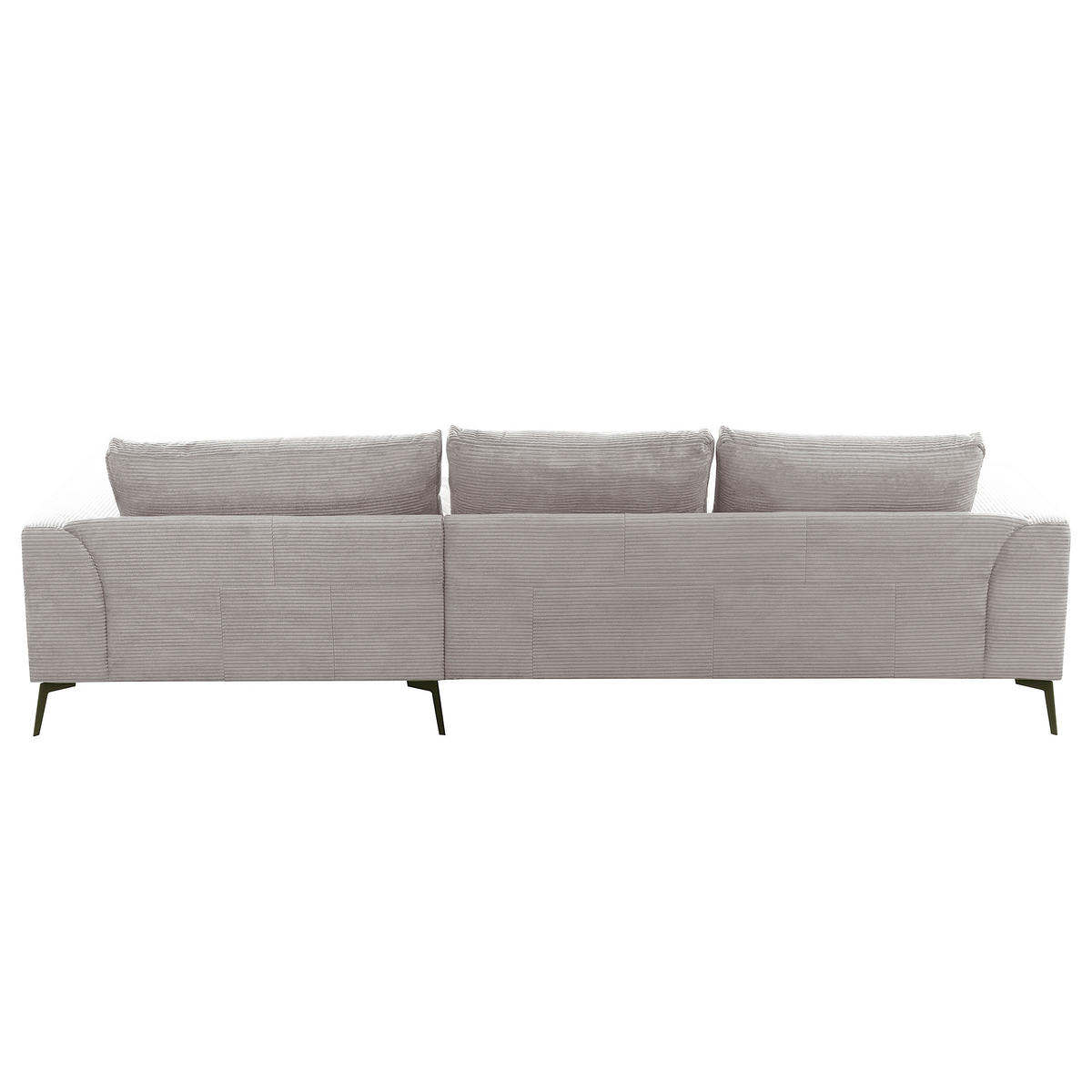 ECKSOFA  in Cord Hellgrau Nierenkissen, Rückenkissen  313/172 cm  - Hellgrau/Schwarz, Design, Textil/Metall (313/172cm) - P & B