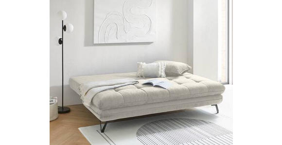 SCHLAFSOFA Samt Creme - Creme/Schwarz, Design, Textil/Metall (205/79-96/85cm) - Novel