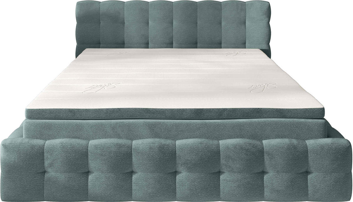 POLSTERBETT 140/200 cm,  in Grau, Matratze, gepolstertes Kopfteil, Lattenrost, Bettkasten, Topper, H3 + H3 = fest  - Schwarz/Weiß, MODERN, Holz/Kunststoff (140/200cm) - Chameo