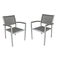 GARTENSTUHL-SET Metall, Kunststoff, Textil Grau, Silberfarben  - Silberfarben/Grau, Basics, Kunststoff/Textil (60/86/55cm) - Gardenson