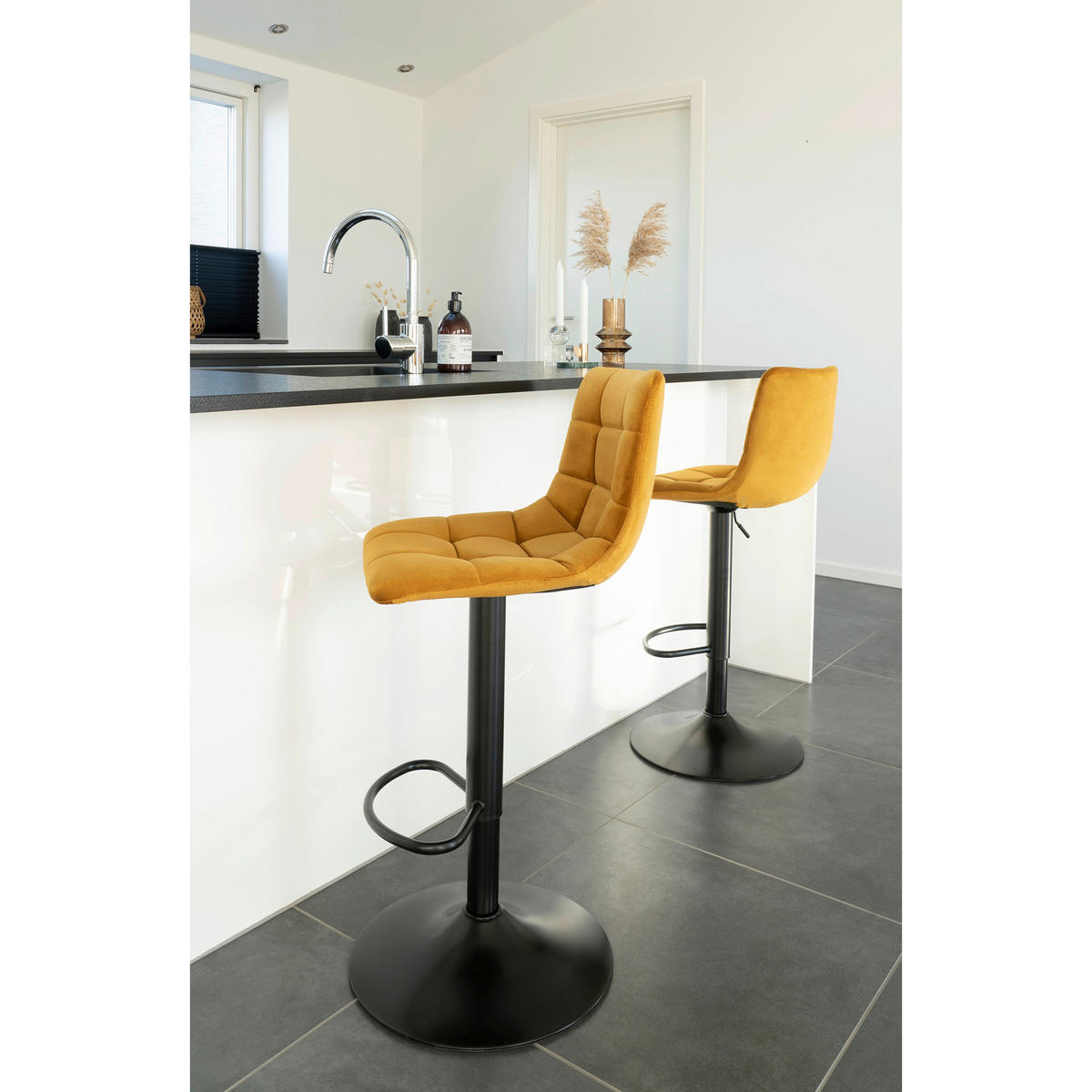 BARPALL SET i senapsgul  - svart/senapsgul, Modern, metall/textil (43/88-108/45cm) - MID.YOU