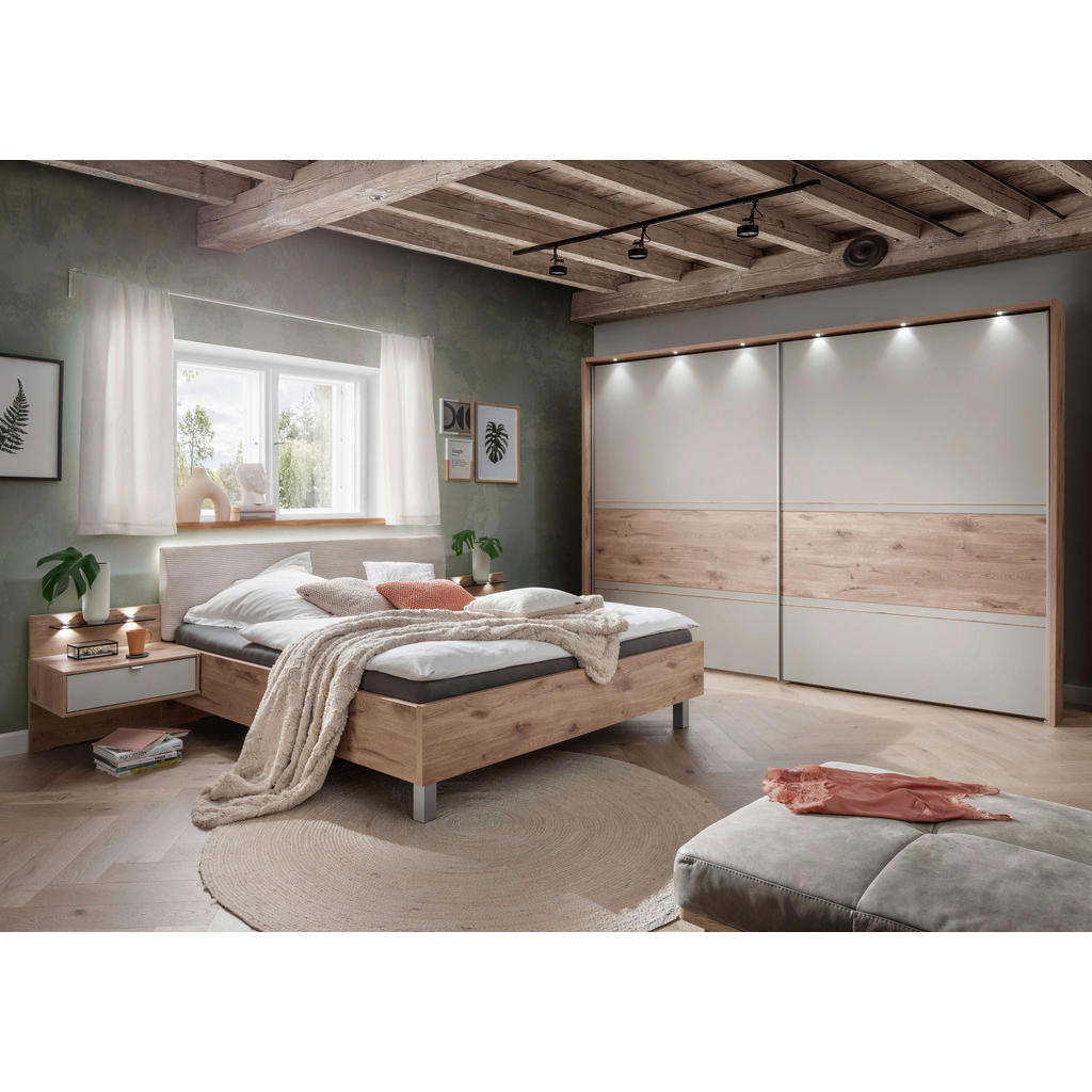 Thumbnail - Venda Bettanlage, Creme, Eiche, Hellgrau, Textil, 180x200 cm, ISO 9001, Made in Germany, Schlafzimmer, Betten