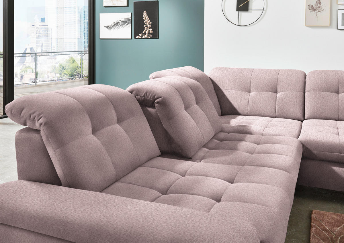 ECKSOFA in Chenille Altrosa  310/260 cm  - Chromfarben/Altrosa, Design, Textil/Metall (310/260cm) - Beldomo Speed