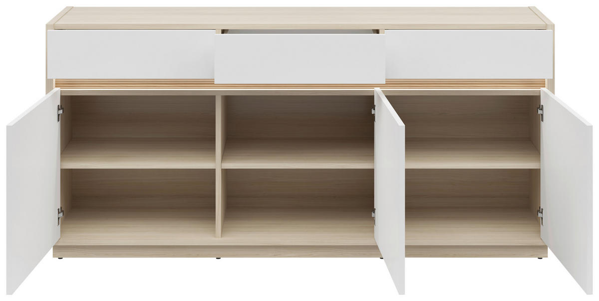 SIDEBOARD Weiss, Eichefarben  173,5/80,8/42 cm  - Weiss/Eichefarben, Konventionell, Holzwerkstoff/Kunststoff (173,5/80,8/42cm) - Hom`in