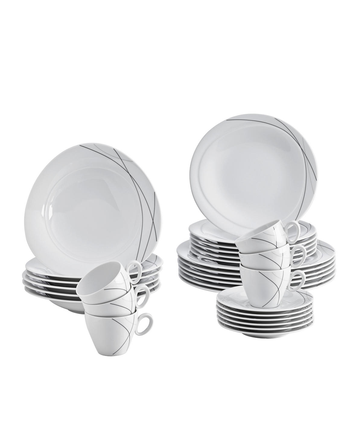 KOMBINOVANÝ SERVIS, 30-dielne, porcelán - biela, Konventionell, keramika - Seltmann Weiden