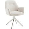 ARMLEHNSTUHL  Sitzfläche 180° drehbar, automatische Rückholfunktion Chenille  - Edelstahlfarben/Creme, MODERN, Textil/Metall (60/89/64cm) - Livetastic