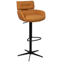 BARHOCKER Echtleder Schwarz, Cognac Eisen Sitzfläche 360° drehbar, Lederauswahl  - Cognac/Schwarz, Design, Leder/Metall (54/99-116.5/52cm) - Dieter Knoll