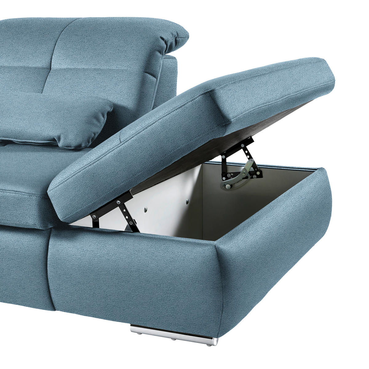 WOHNLANDSCHAFT Mikrofaser Hellblau  - Chromfarben/Hellblau, Design, Textil (195/371/260cm) - Beldomo Style