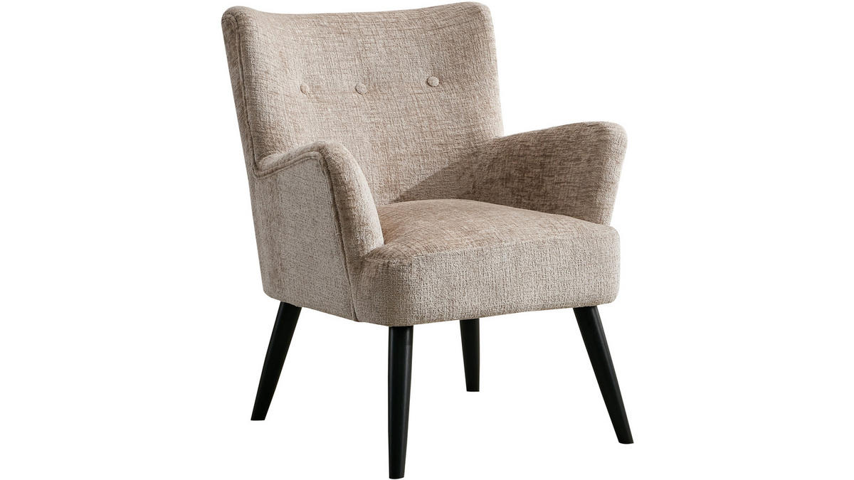 FÅTÖLJ i trä, textil beige  - beige/svart, Design, trä/textil (77/90/73,50cm) - Best Price