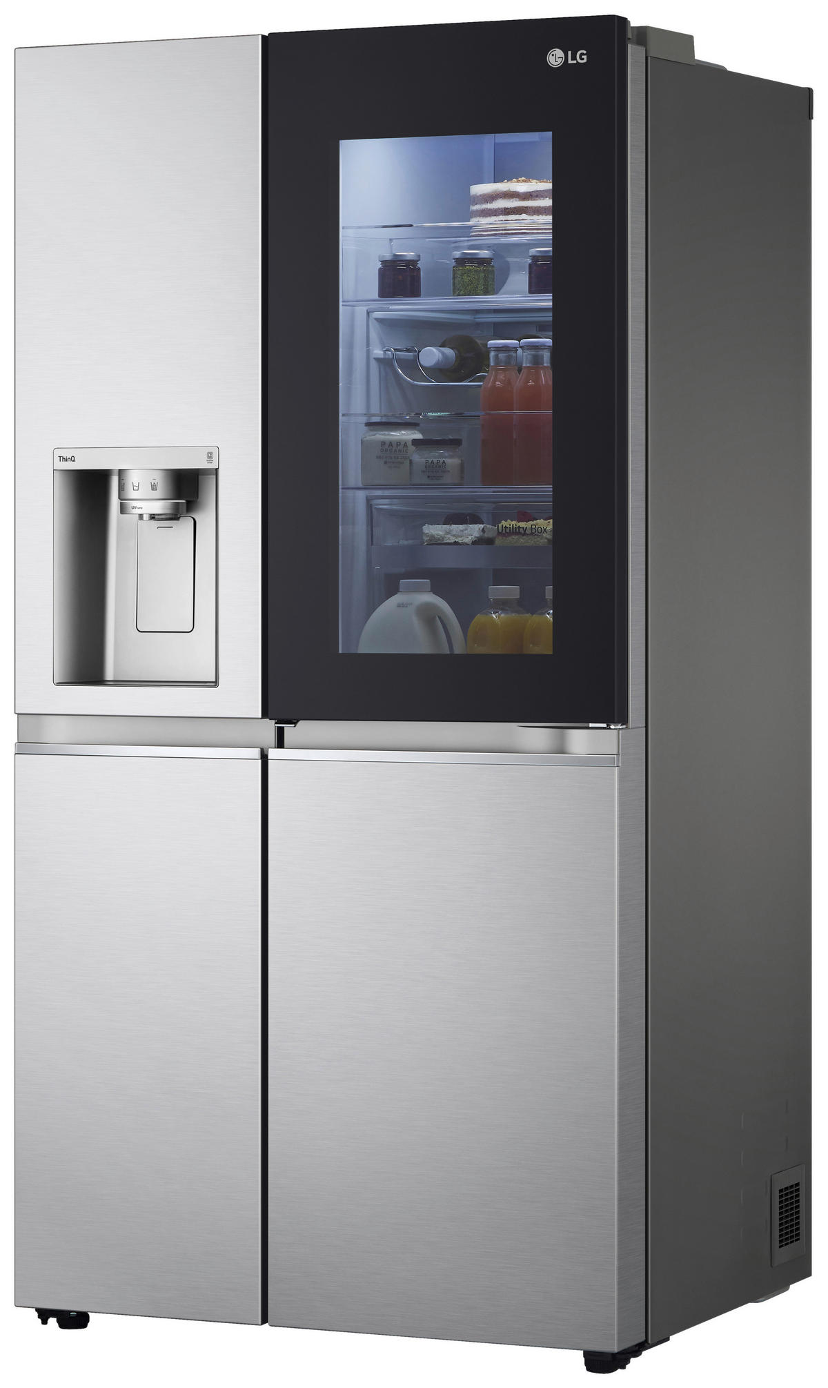 SIDE-BY-SIDE 91,3/180/73,4 cm GSXV91BSAE  - Silberfarben, Trend, Glas/Kunststoff (91,3/180/73,4cm) - LG