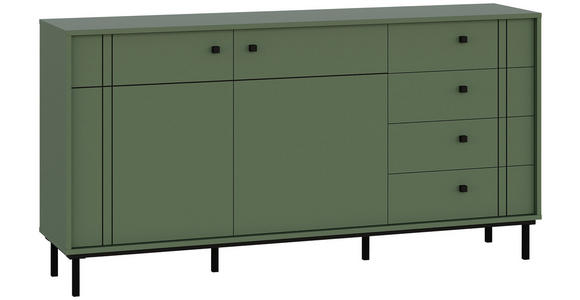 SIDEBOARD in 160,2/81,8/37 cm - Schwarz/Grün, MODERN, Holzwerkstoff/Kunststoff (160,2/81,8/37cm) - Carryhome