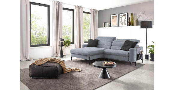 ECKSOFA in Flachgewebe Blaugrau 191/252 cm - Blaugrau/Schwarz, Design, Textil/Metall (191/252cm) - Dieter Knoll