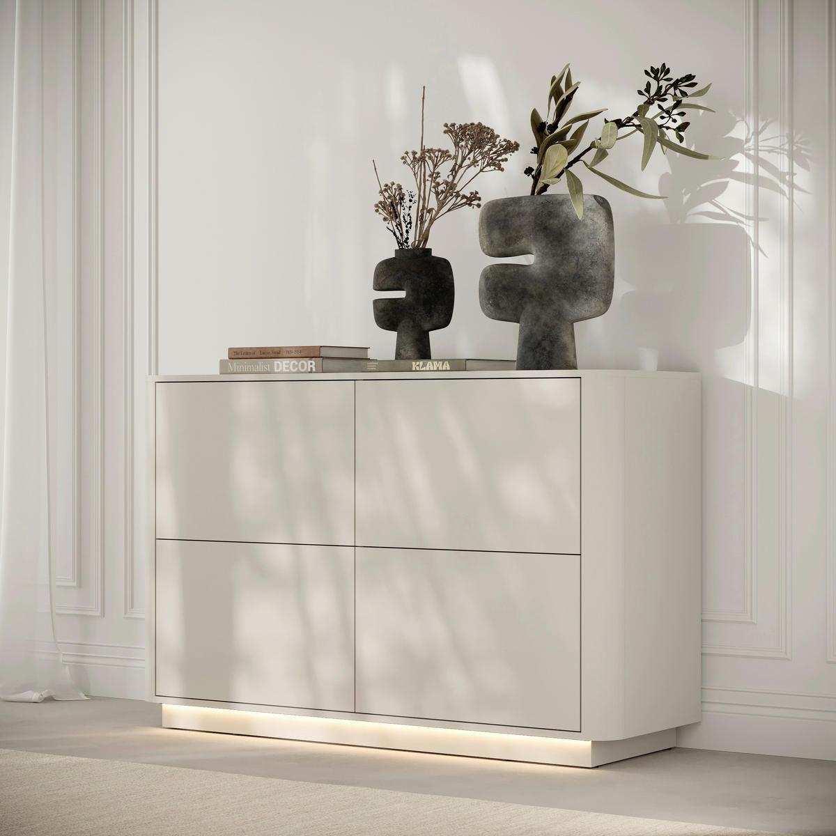 KOMMODE Sand Minimal, 124,4/89,5/40 cm,  - Kaschmir, Design, Holzwerkstoff (124,4/89,5/40cm) - MID.YOU