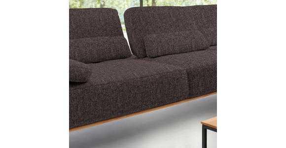 ECKSOFA in Flachgewebe Dunkelbraun  - Dunkelbraun/Schwarz, Natur, Holz/Textil (314/176cm) - Valnatura