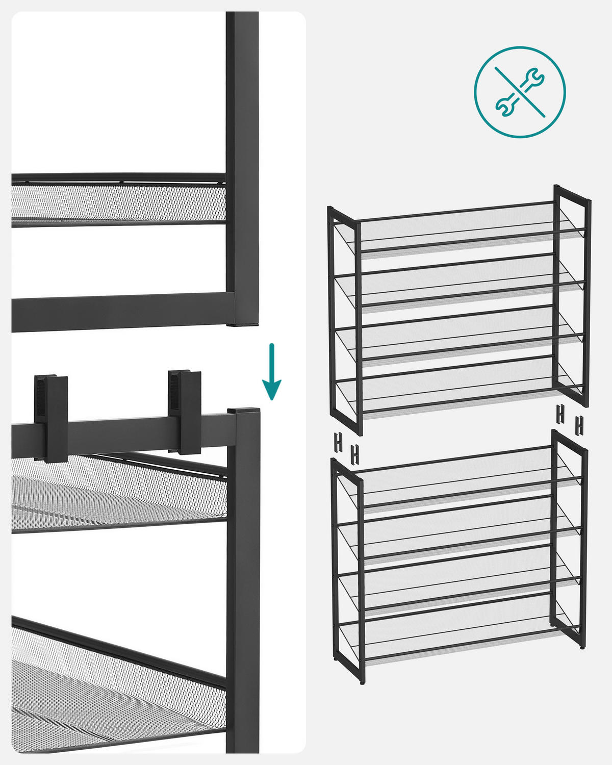 REGÁL NA TOPÁNKY, čierna, 92.5/163.5/30.7 cm - čierna, Trend, kov (92.5/163.5/30.7cm) - Boxxx