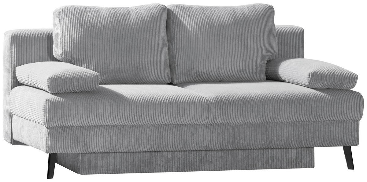 SCHLAFSOFA in Cord Hellgrau  - Hellgrau/Schwarz, Modern, Textil/Metall (194/91/90cm) - Novel