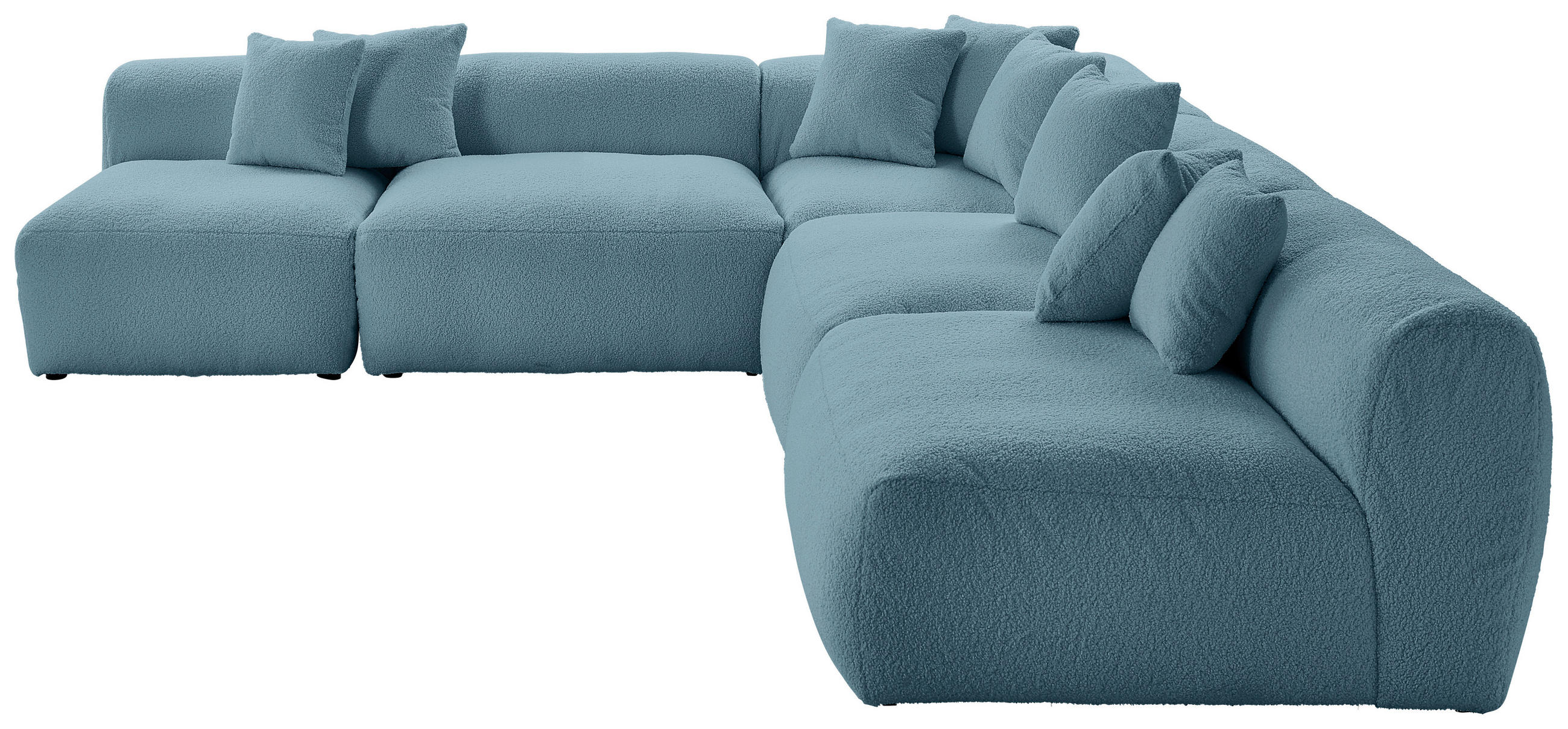 ECKSOFA Blau Flachgewebe, Teddystoff  - Blau, Trend, Textil (300/315cm) - Livetastic