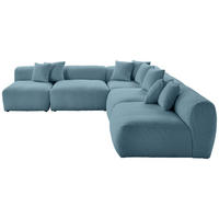 ECKSOFA in Flachgewebe, Teddystoff Blau  - Blau, Trend, Textil (300/315cm) - Livetastic