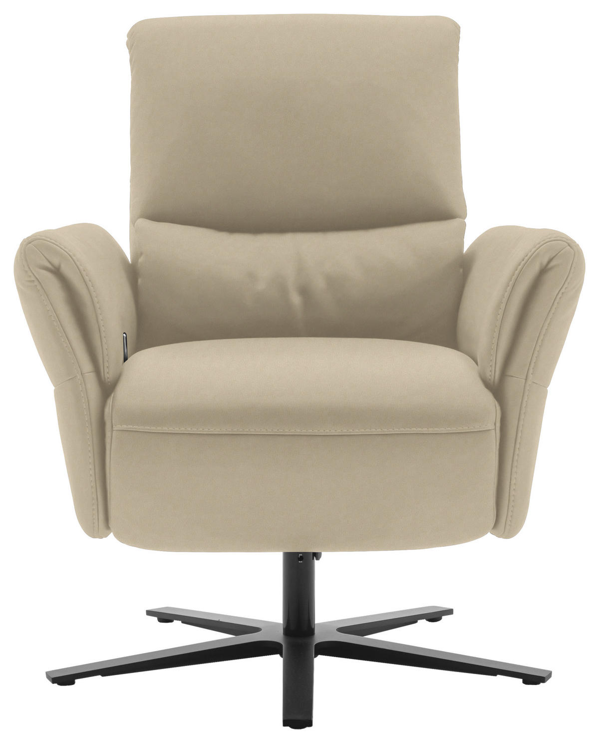 RELAXSESSEL Echtleder Relaxfunktion, Kopfteilverstellung, Nackenkissen    - Ecru/Schwarz, Design, Leder/Metall (81/118/82cm) - Schöner Wohnen