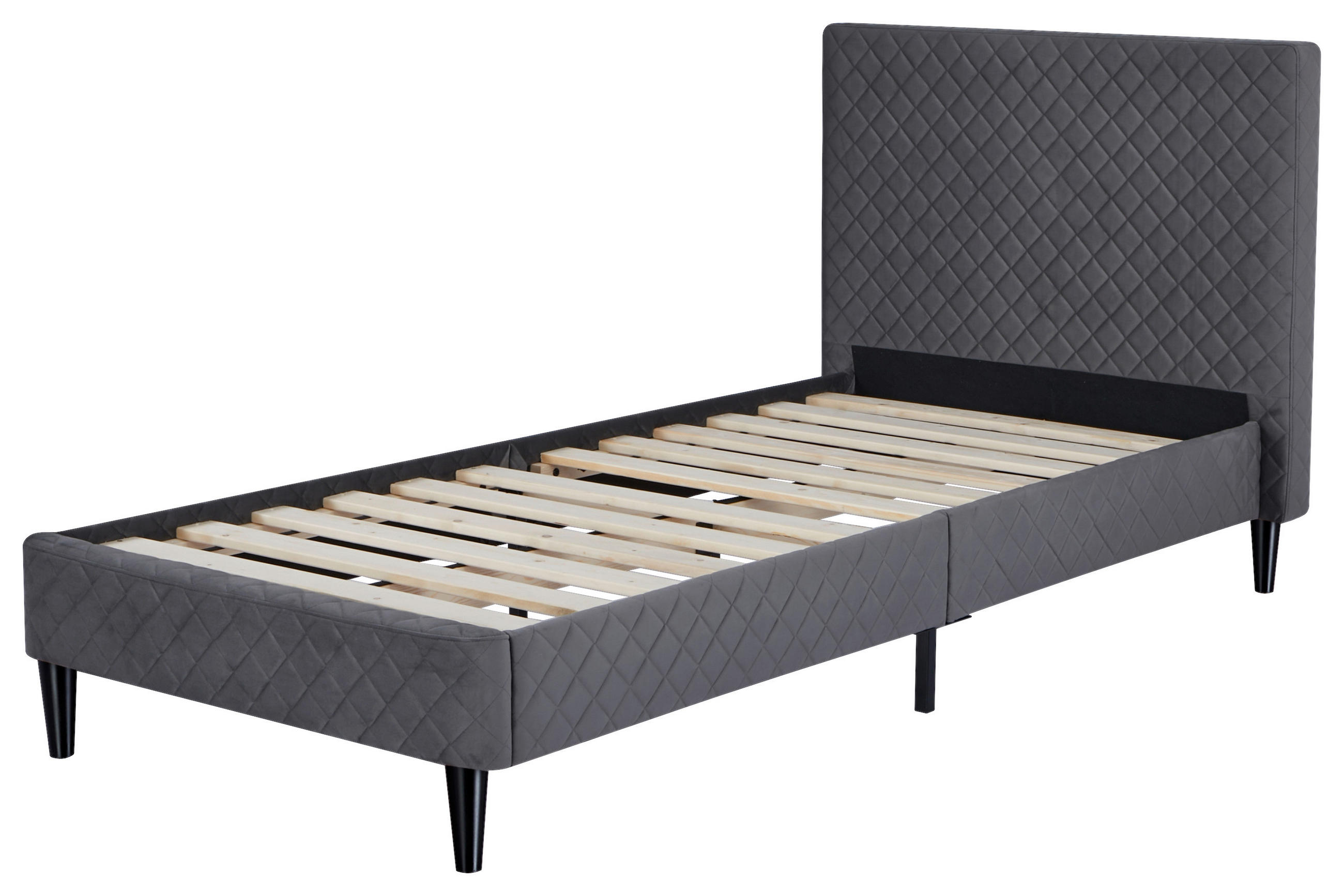 POLSTERBETT 90/200 cm,  in Grau, Lattenrost,  - Schwarz/Naturfarben, Design, Holz/Kunststoff (90/200cm) - Boxxx