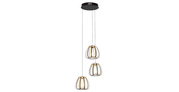 LED-HÄNGELEUCHTE 49/23/150 cm  - Goldfarben/Schwarz, Design, Kunststoff/Metall (49/23/150cm) - Novel