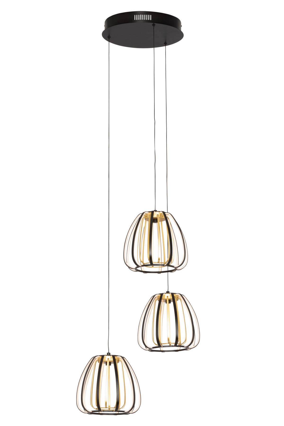 ZÁVESNÉ LED SVIETIDLO, 49/23/150 cm  - čierna/zlatá, Design, kov/plast (49/23/150cm) - Novel
