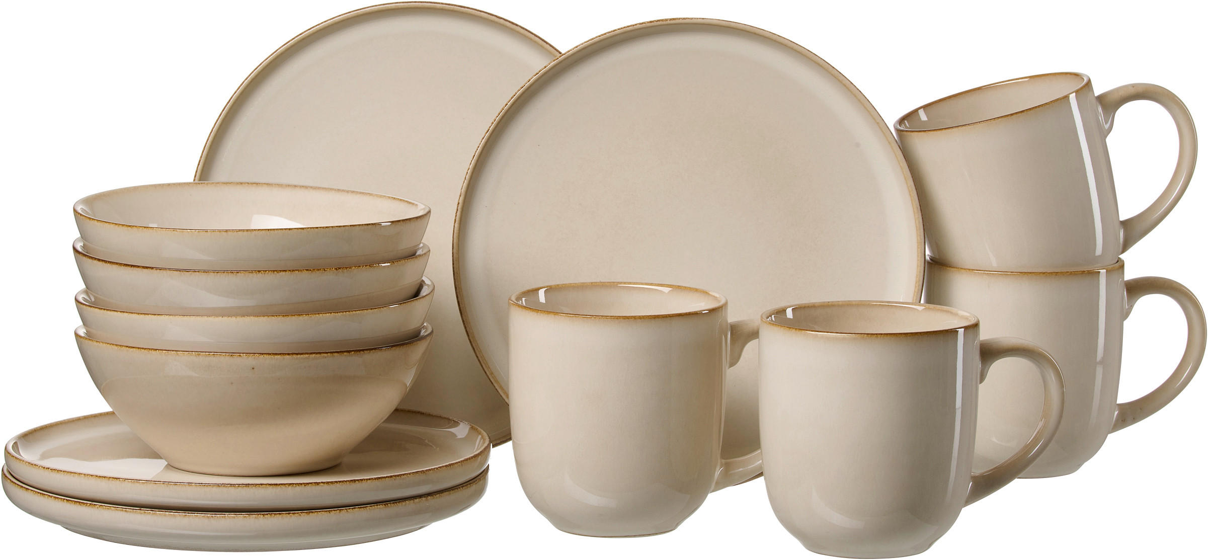 FRÜHSTÜCKSSET Creme Olivia  - Creme, KONVENTIONELL, Keramik (34/18/23cm) - Ritzenhoff Breker