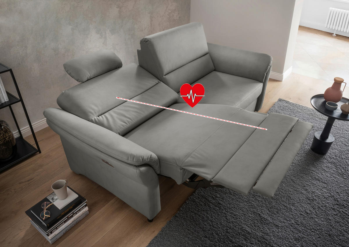 3-SITZER-SOFA in Lederlook Grau  - Schwarz/Grau, Modern, Holz/Textil (192/90/89cm) - Livetastic