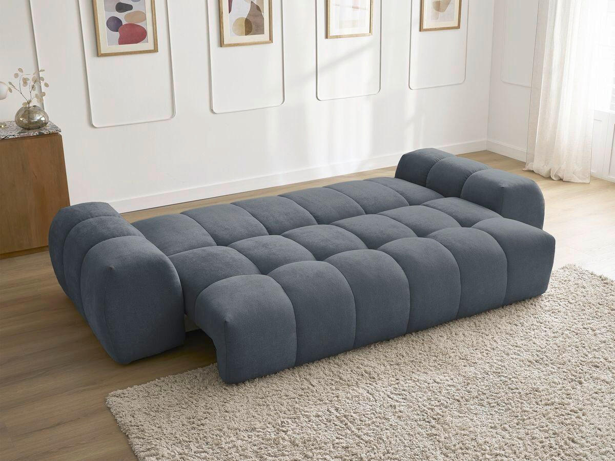 SCHLAFSOFA EVEREST  mit Rücken echt, Armteil links, Armteil rechts Struktur Dunkelblau  - Schwarz/Dunkelblau, MODERN, Kunststoff/Textil (278/115/90cm)